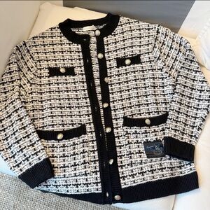 JFashion Liz Lisa Sanrio Character Kuromi Tweed Cardigon